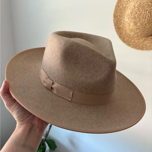 GIGI PIP Monroe Rancher Fedora, Oatmeal/Cream Women’s 100% Wool Hat - Picture 3 of 4